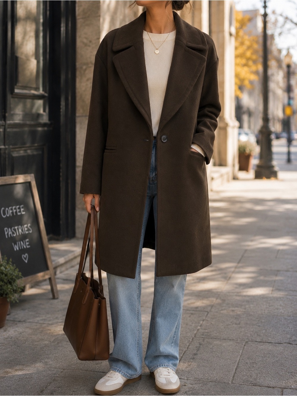 Forever 21 Dark Brown Single-Button Coat - Picture 2 of 13